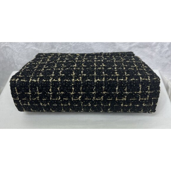 Bagley Mischka Textured Messenger Bag Tweed Black Gold Vegan Leather NEW - Picture 3 of 9